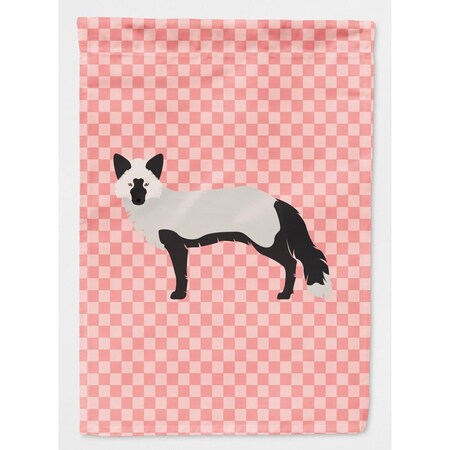 Carolines Treasures Silver Fox Pink Check Canvas House Flag BB7871CHF